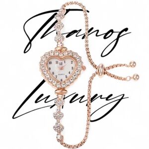 Rose Gold Heart Watch set